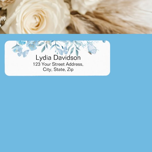 Blue Floral Retouradres Etiket