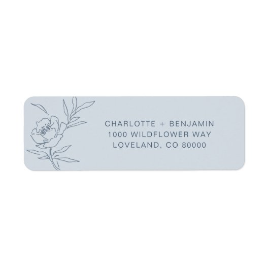 Blue Floral Return Address Label (Voorkant)
