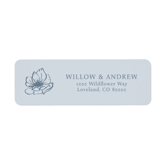 Blue Floral Return Address Label (Voorkant)