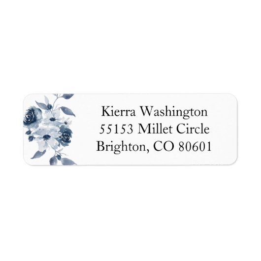 Blue Floral Return Address Label (Voorkant)