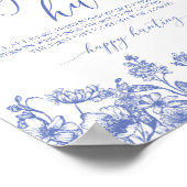 Blue Floral Ring Hunt Vrijgezellenfeest Game Sign Poster (Hoek)