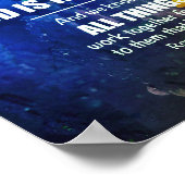 Blue Floral ROMANS 8:28 Christelijk Poster (Hoek)