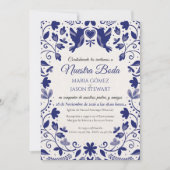 Blue Floral Romantic Aesthetic Spanish Wedding Kaart (Voorkant)