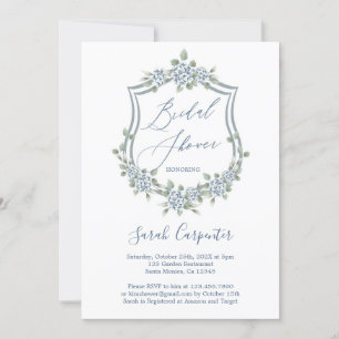 Blue Floral Romantic Bridal Shower Kaart