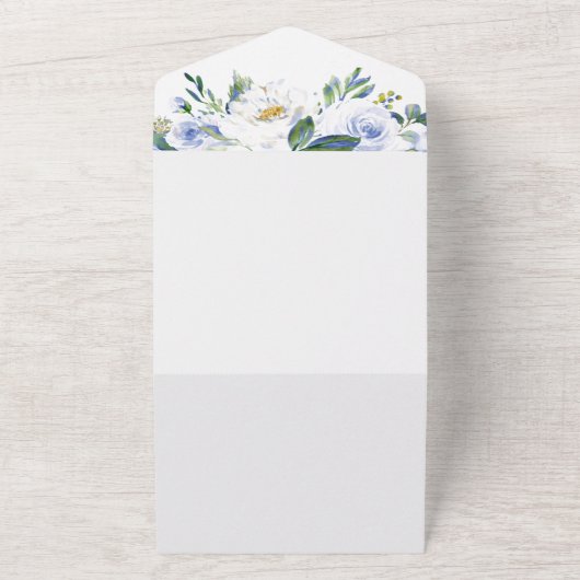 Blue Floral Roos Graduation Party Aankondiging (Buitenkant)