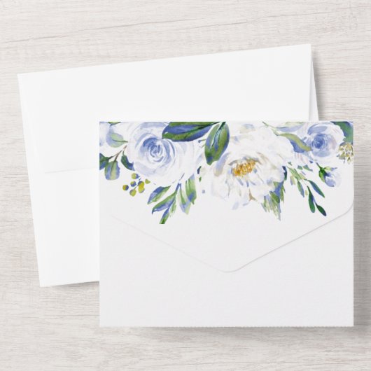 Blue Floral Roos Graduation Party Aankondiging (Achterkant)