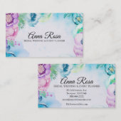 *~* Blue Floral Roos Wedding Event Planner Visitekaartje (Voorkant / Achterkant)