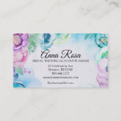 *~* Blue Floral Roos Wedding Event Planner Visitekaartje (Achterkant)