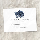 Blue Floral Rozen bruiloft RSVP Kaart Notitiekaartje