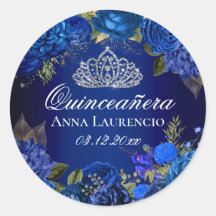 Blue Floral Rozen Diamond Tiara Quinceanera