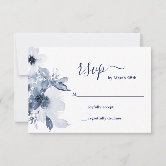 Blue Floral RSVP-kaart RSVP Kaartje (Voorkant)