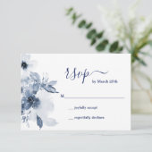 Blue Floral RSVP-kaart RSVP Kaartje (Staand voorkant)