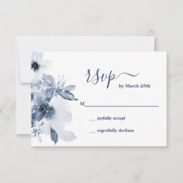 Blue Floral RSVP-kaart RSVP Kaartje