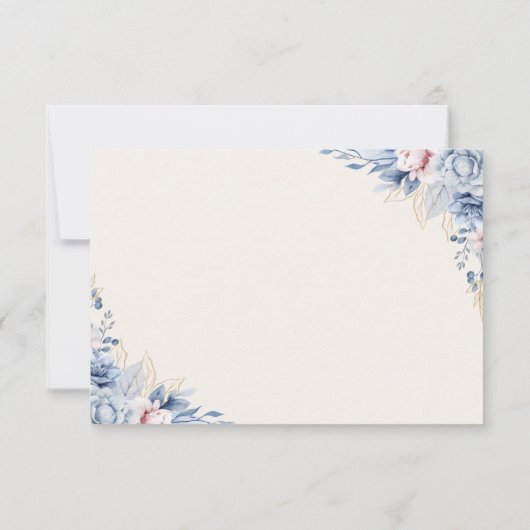 Blue Floral RSVP-kaart RSVP Kaartje (Achterkant)