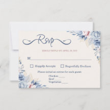 Blue Floral RSVP-kaart