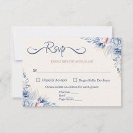 Blue Floral RSVP-kaart RSVP Kaartje