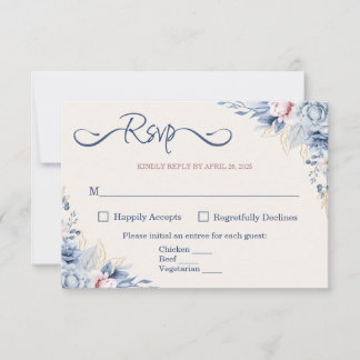 Blue Floral RSVP-kaart RSVP Kaartje