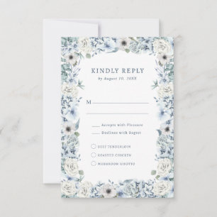 Blue Floral RSVP-kaart RSVP Kaartje