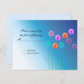 Blue Floral RSVP Reply Kaart (Voorkant / Achterkant)