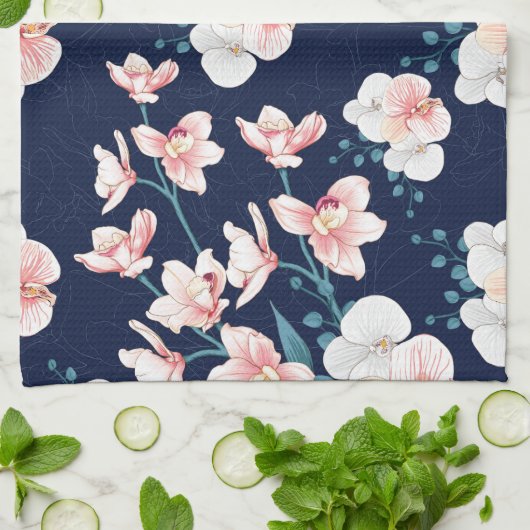 Blue floral rug theedoek (Gevouwen)