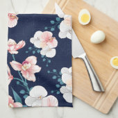 Blue floral rug theedoek (Quarter Fold)