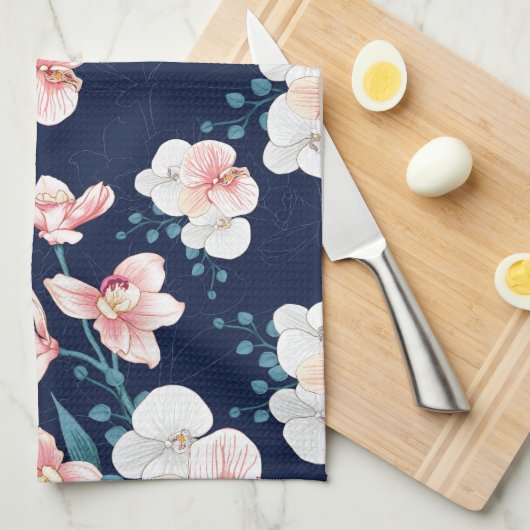 Blue floral rug theedoek (Quarter Fold)