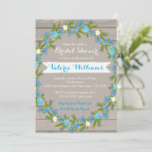 Blue Floral Rustic Bridal Shower Uitnodiging (Staand voorkant)