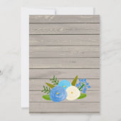 Blue Floral Rustic Bridal Shower Uitnodiging (Achterkant)