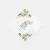 Blue Floral Safari Animals rijden per Baby shower Servet (Hoek)