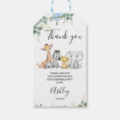 Blue Floral Safari Baby shower Hartelijk dank Cadeaulabel (Voorkant)