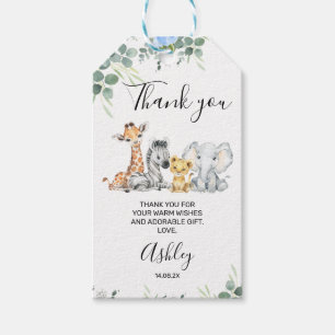 Blue Floral Safari Baby shower Hartelijk dank Cadeaulabel