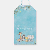 Blue Floral Safari Baby shower Hartelijk dank Cadeaulabel (Achterkant)