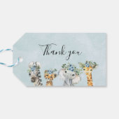 Blue Floral Safari Baby shower Hartelijk dank Cadeaulabel (Achterkant Horizontaal)
