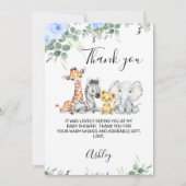 Blue Floral Safari Baby shower Hartelijk dank Kaart (Voorkant)