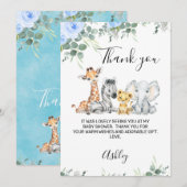 Blue Floral Safari Baby shower Hartelijk dank Kaart (Voorkant / Achterkant)
