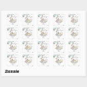 Blue Floral Safari Baby shower Hartelijk dank Vierkante Sticker (Vel)