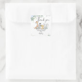 Blue Floral Safari Baby shower Hartelijk dank Vierkante Sticker (Tas)