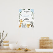 Blue Floral Safari Baby shower Welkomstteken Poster (Keuken)