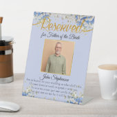 Blue Floral Save a Seat Photo Weddenorial Reclamebord Met Voetstuk (Insitu)