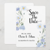 Blue Floral Save the Date (Voorkant / Achterkant)