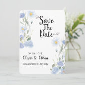 Blue Floral Save the Date (Staand voorkant)