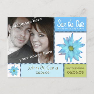 Blue Floral Save the Date Briefkaart