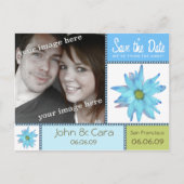 Blue Floral Save the Date Briefkaart (Voorkant)
