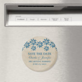 Blue Floral  Save the Date Magnet (Insitu (Vaatwasser))