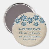 Blue Floral  Save the Date Magnet (Voorkant / Achterkant)