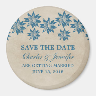 Blue Floral  Save the Date Magnet