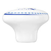 Blue Floral Scandinavian Folk Ceramic Knob. Keramische Knop (Zijkant)