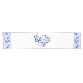 Blue Floral Scandinavian Folk Table Runner Korte Tafelloper (Horizontaal)