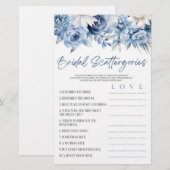 Blue Floral Scattergories Vrijgezellenfeest spel Briefpapier (Voorkant / Achterkant)