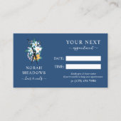 Blue Floral Scissors Hair Stylist Appointment Afsprakenkaartje (Voorkant)